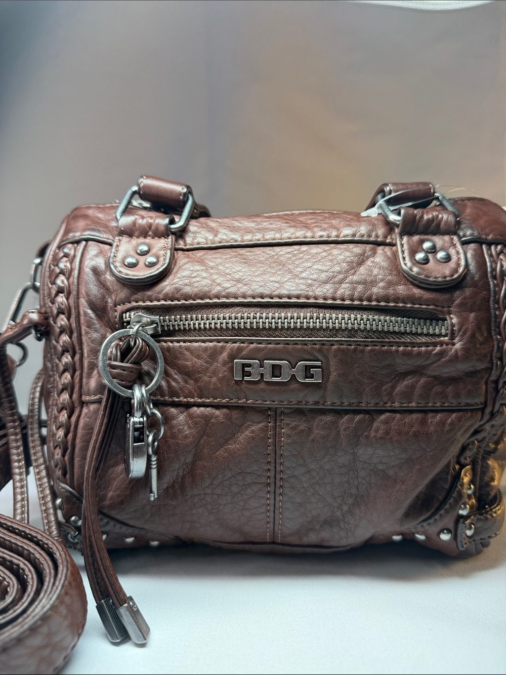 Urban Outfitters Dark Brown Braided Leather Crossbody Bag